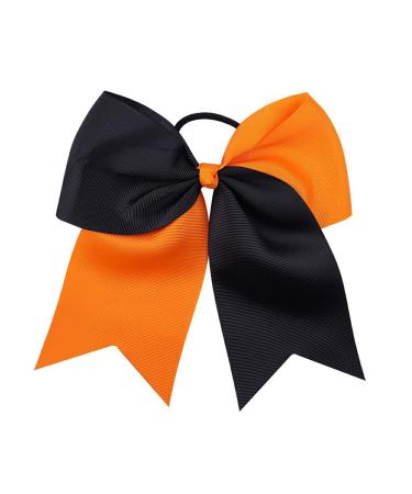 BEALIFE Large Hair Tie Bow Knot Elastic Color Matchig Ponytail Holder Scrunchies Orange+Black