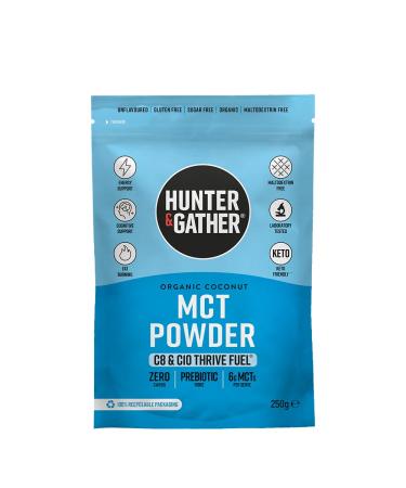 Hunter & Gather Premium Organic MCT Powder C8 & C10 MCT (250g) 100% Organic MCT Powder I Keto Friendly | Flavourless I Create A Bulletproof Coffee & Fatty Coffee | Seed & Vegetable Oil Free