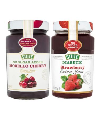 Diabetic Jam Bundle with Stute Diabetic Strawberry Jam 430g and Stute Diabetic Morello Cherry Jam 430g (2 Pack)