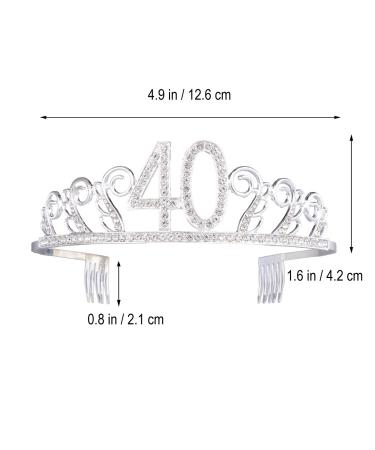 Rhinestone 40th Birthday Tiara - Silver Crystal Crown Headband for Women and Girls - Buy Online on SooperMarket.com