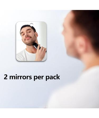 2 Pack Fogless Shower Mirrors for Shaving - Portable, Unbreakable, Anti-Fog, Wall/Camping Hanging - 8x6 Medium Size - Ideal for Travel, Bathroom, Locker - Makeup, Shave - Buy Online on SooperMarket.com