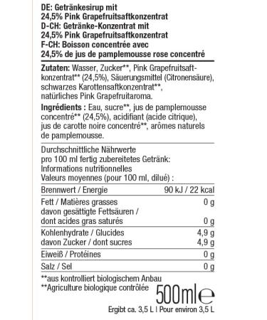 SodaStream ORGANIC Pink Grapefruit Syrup - 500ml | Makes 3.5L Fresh Beverage in Seconds | Buy Online Internationally - Buy Online on SooperMarket.com
