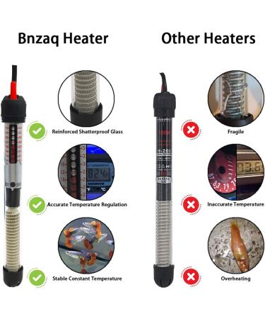Bnzaq Aquarium Heater - Adjustable Submersible Thermostat Heater (25W-300W) - Buy Online on SooperMarket.com