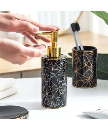 Shop 4-Piece Ceramic Bathroom Toiletries Set | Lotion Bottle & Toothbrush Holder | Elegant Household Items - International Shipping Available - Buy Online on SooperMarket.com