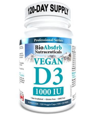 Vegan Vitamin D3 1000 IU 4 Month Supply of Vitamin D 120 Vegetarian Capsules