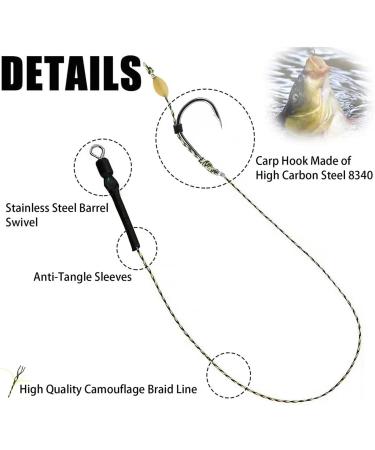 SEAOWL Carp Fishing Hair Rigs | High Carbon Steel Barbed Hooks | Rolling Swivel Boilies | 24 Pcs with 2 Card Boilie Bait Stops | 2 Needles | 4 Sizes 4 - Buy Online on SooperMarket.com