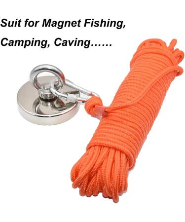 Magnet Fishing Rope with Hooks | Orange Nylon High Strength Cord | 65 Ft, 6mm Diameter - Buy Online on SooperMarket.com