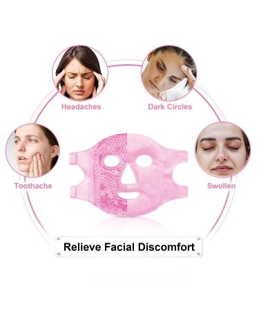 Silicone Face Mask Cover & Ice Face Mask Set | Cooling Relief for Dark Circles Puffiness Migraines | Reusable Anti-Wrinkle Holder - Pink - Buy Online on SooperMarket.com