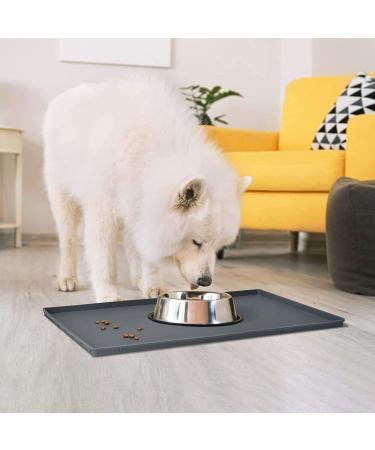 EIOKIT Dog Food Mat - Waterproof Silicone Pet Bowl Mat with Raised Edge - Grey (Various Sizes) - Buy Online on SooperMarket.com