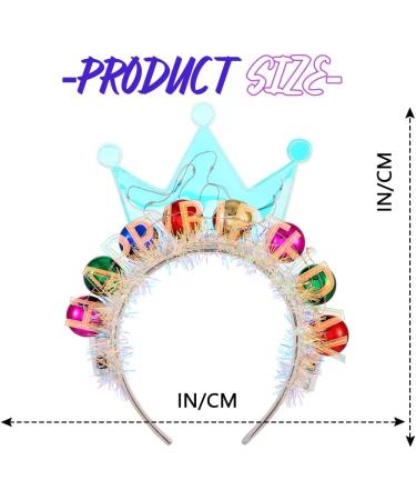 Edary LED Happy Birthday Crown Headband Luminous Ball Hair Bands Sparkling Birthday Party Hair Accessories for Women - Buy Online on SooperMarket.com