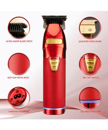 Hair Clippers USB Rechargeable Electric Beard Trimmer Barbers Hair Grooming Kit Red Metal Beard Trimmer - Buy Online on SooperMarket.com