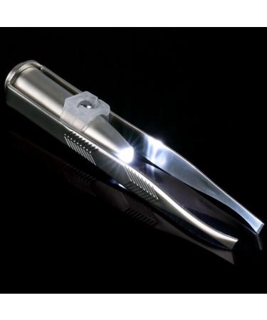 Eutuxia LED Light Tweezers - Stainless Steel Eyebrow & Eyelash Hair Removal Tool for Precision Plucking & Trimming. Illuminate Dark Areas for Better Accuracy. Single Tweezer - Buy Online on SooperMarket.com