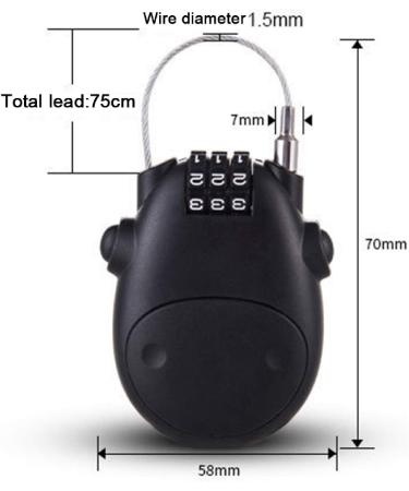 Buy Steel Wire Cable Lock for Motorcycle & Bicycle | Universal Combination Lock for Luggage & Locker (Black) - Buy Online on SooperMarket.com
