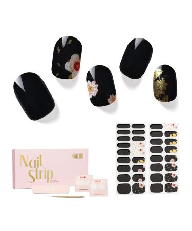 NAILOG Semi Cured Gel Nail Strips 34 pcs Salon-Quality Gel Nail Stickers Long Lasting Nail Wraps for Women with Soft Gel Finish Animal Print Geisha
