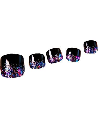 24Pcs Press On Toe Nails False Toenails for Women and Girls Short Glitter Toe Naiils Decorated Press On Toe Nails Full Cover Fake Toenails with Glue On Toenails for Women Blue - Buy Online on SooperMarket.com