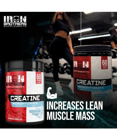 Iron Brothers Supplements - Pure Creatine Monohydrate Powder 300g - Creatine Powder for Post-Workout Muscle Building Strength Gains - Performance Booster for Men and Women | Unflavored - 60 Servings - Buy Online on SooperMarket.com