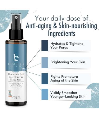 Hyaluronic Acid Facial Spray with Aloe & Witch Hazel - Hydrating Face Toner for Men & Women, Ideal for Oily & Dry Skin - Light Astringent Formula - Buy Online on SooperMarket.com