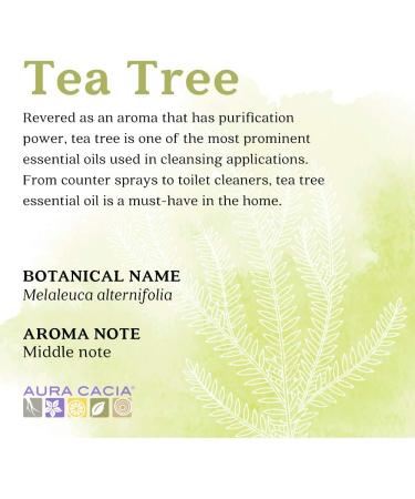 Aura Cacia 100% Pure Tea Tree Essential Oil - GCMS Tested - 7.4 ml with Uses Insert - Buy Online on SooperMarket.com