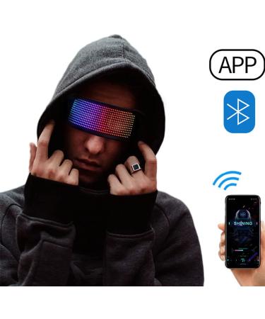 Customizable Bluetooth LED Light Up Glasses for Raves, Festivals, Parties & More - RGB Full Color with Message Display & Animation - Buy Online on SooperMarket.com