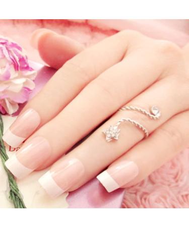 24Pcs Nude French Tip Press on Nails - Coffin False Nails for Women and Girls | Z - Buy Online on SooperMarket.com