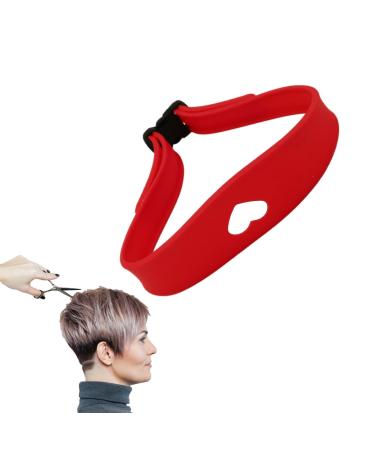 Adjustable Neck Hair Guide Hair Trimming Guide Tool for Cutting | Curved Silicone Hair Styling Tools Haircut Bands for Home Haircuts Red