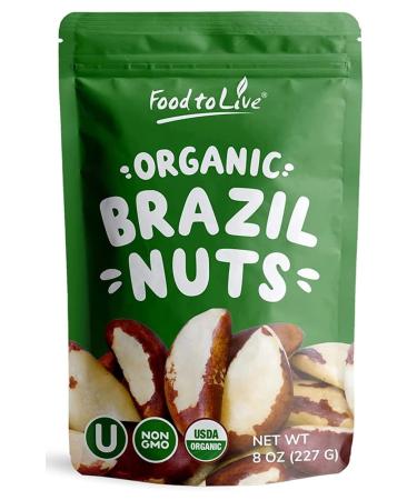Raw Brazil Nuts, 8 Ounces  Non-GMO Verified, Unsalted, Unroasted, Kosher, Vegan, Keto and Paleo Friendly, Bulk, Good Source of Selenium, Great as a Trail Mix Snack
