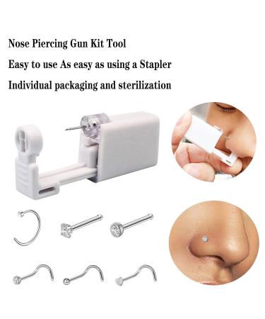 2 Pack Self Nose Piercing Gun Kit with Nose Stud - White | Safety Nose Piercing Tool - Buy Online on SooperMarket.com