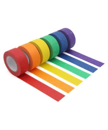 Feeke Colored Masking Tape, Colored Painters Tape for Arts & Crafts, Labeling or Coding - Art Supplies for Kids - 6 Different Color Rolls - Masking Tape 1 Inch x 13 Yards (2.4cm X 12m) Color6