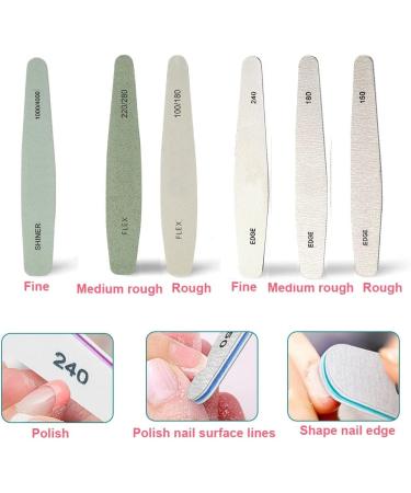 Professional Nail File Set Double Sided Grit 100/150/180/220/240/280/1000/4000 Buffer Emery Board Manicure Tools For Nail Grooming and Styling Acrylic Gel Nail Buffer File Block Nail Polisher 6 Pcs - Buy Online on SooperMarket.com