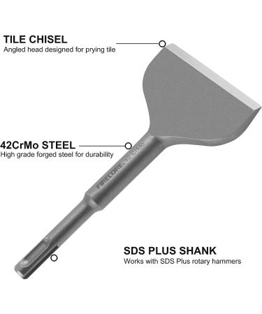 Firecore 3-Inch SDS Plus Cranked Bent Chisel Bit for Hammer Drill - Tile Removal Chisel for Concrete (3x6.5) -FS22365 - Buy Online on SooperMarket.com