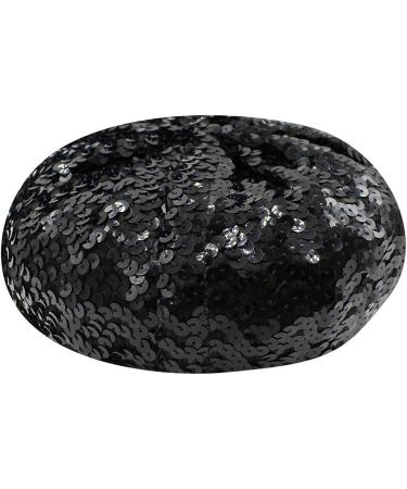 AIBEARTY Women's Sparkly Sequin Beret Hat - Fashionable Stretch Beanie Cap for Party, Club, Halloween in Black - Buy Online on SooperMarket.com