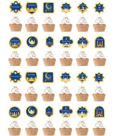 24 Pcs Eid Mubarak Cupcake Topper Eid Cupcake Topper Ramadan Paper Cake Decorating Kits Islamic Muslim Eid Decorations Party Supplies - Buy Online on SooperMarket.com