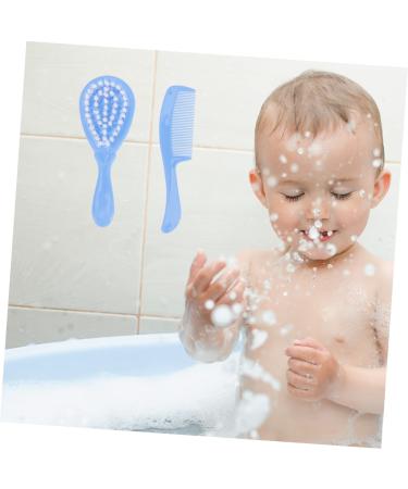 Newborn Baby Hair Brush & Comb Set - Soft Infant Scalp Massage Brushes in Blue - Size 1 - Buy Online on SooperMarket.com