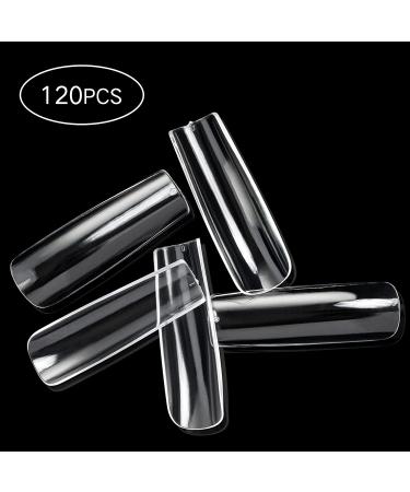 AORAEM XL Lady French Acrylic False Nail Tips - 120Pcs Clear Full Cover Extra Long Square Press On Fake Nails for Women - Buy Online on SooperMarket.com