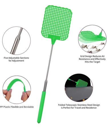 Olakin Extendable Fly Swatter - Insect & Mosquito Catcher for Effective Pest Control (Green) - Shop Internationally! - Buy Online on SooperMarket.com