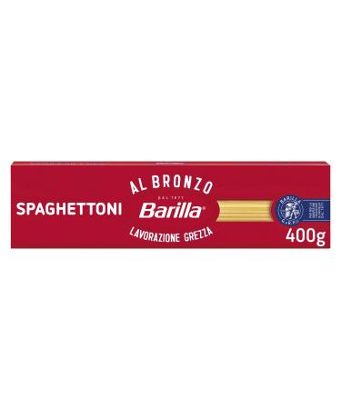 Barilla pasta al Bronzo Spaghettoni shaped with bronze matrices for intensive roughness 100% high-quality durum wheat 400g long pasta 400 g (1 Pack) Spaghettoni