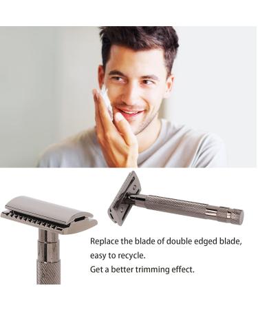 Double Edge Safety Razor Set | Manual Shaving Razor with 10 Blades & Stand | Reusable Alloy Grooming Tool for Effortless Shaving - Buy Online on SooperMarket.com