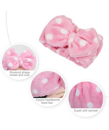 YiKiMira Women Fashion Lovely Soft Fleece Bow Makeup Cosmetic Shower Elastic Hair Band Hairlace Headband for Washing Face Shower Spa Mask (Pink) - Buy Online on SooperMarket.com