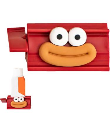 Rolling Toothpaste Squeezer - Cute Smiling Face Tube Squeezer Tool Manual Toothpaste Dispenser Toothpaste Holder Squeezer for Bathroom Restroom Red - Buy Online on SooperMarket.com