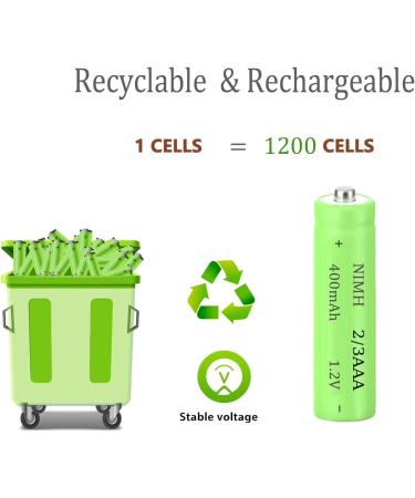 1.2V 400mAh NiMH Rechargeable Batteries - 12 Pack Button Top for DIY LED Solar Lights | International Shipping Available - Buy Online on SooperMarket.com