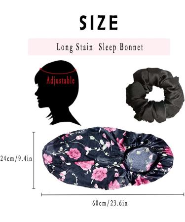 Shop Ladaypoa 2-Piece Long Satin Sleeping Hats for Women | Extra Large Soft Hair Hood | Comfortable Black & Red Design - Buy Online on SooperMarket.com