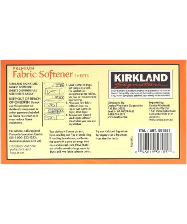 Kirkland Signature Fabric Softener Sheets - Premium Ultra Soft Fresh Scent 250 Count - Buy Internationally Online - Buy Online on SooperMarket.com