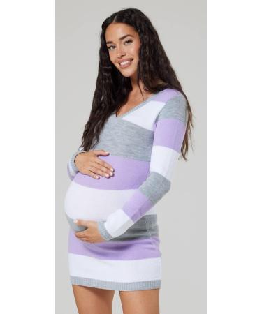 Happy Mama Maternity Colour Block Jumper Dress 405p Lavender - Size 8-10 - Buy Online on SooperMarket.com