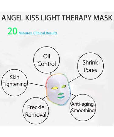 Angel Kiss LED Face Mask Light Therapy - 7 Color Blue & Red Light for Anti-Aging Skin Care | Facial Treatment Photon Mask for Wrinkle Removal & Skin Rejuvenation - Best Gift for Women - Buy Online on SooperMarket.com