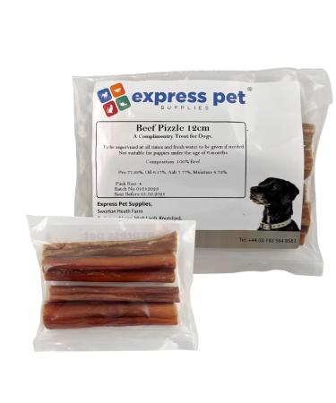 Express Pet Supplies 4 x Extra Thick (5-6") Beef Bully Pizzles Sticks Dog Dental Sticks 100% Natural Air Dried PIzzles Stick Chews for Dogs - 115g