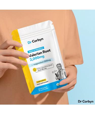 Dr Corbyn Valerian Root 2000mg - 120 Tablets | High Strength Valerian Supplement with Magnesium 200mg | Promotes Inner Calm & Supports Sleep | Vegan & UK Made | 121 count - Buy Online on SooperMarket.com