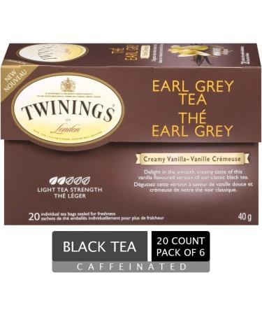 Twinings Earl Grey Creamy Vanilla Individually Wrapped Tea Bags | Black Tea with Vanilla & Bergamot Citrus | 20 Count (Pack of 6) | Enjoy Hot or Iced Earl Grey Creamy Vanilla 20 Count (Pack of 6) - Buy Online on SooperMarket.com