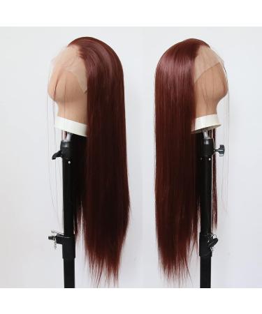 Long Straight Reddish Brown Lace Front Wig - Heat Resistant Synthetic Hair for Black Women - Cosplay and Daily Wear - Buy Online on SooperMarket.com