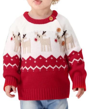 ESHOO Baby Boys Girls Christmas Deer Knit Pullover Sweater 6-12 Months - Red - Buy Online on SooperMarket.com