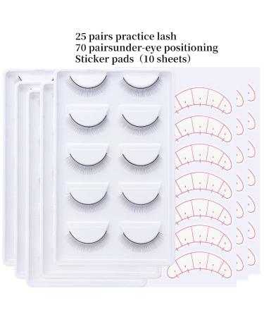 25 Pairs Practice Eyelashes & 70 Under Eye Positioning Stickers - Self-Adhesive Training Lashes for Eyelash Extension Makeup Beginners - Buy Online on SooperMarket.com